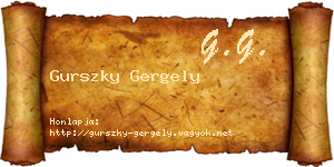 Gurszky Gergely névjegykártya